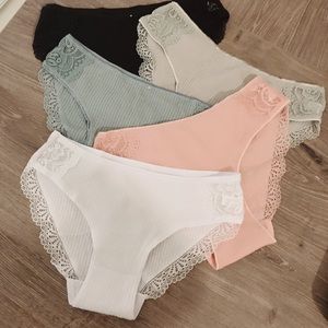 5pcs set women sexy cotton lace brief panties underwear lingerie